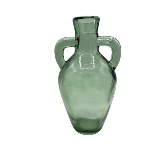 Vintage Green Glass Double Handled Jug 7.5" Tall - Picture 6 of 10